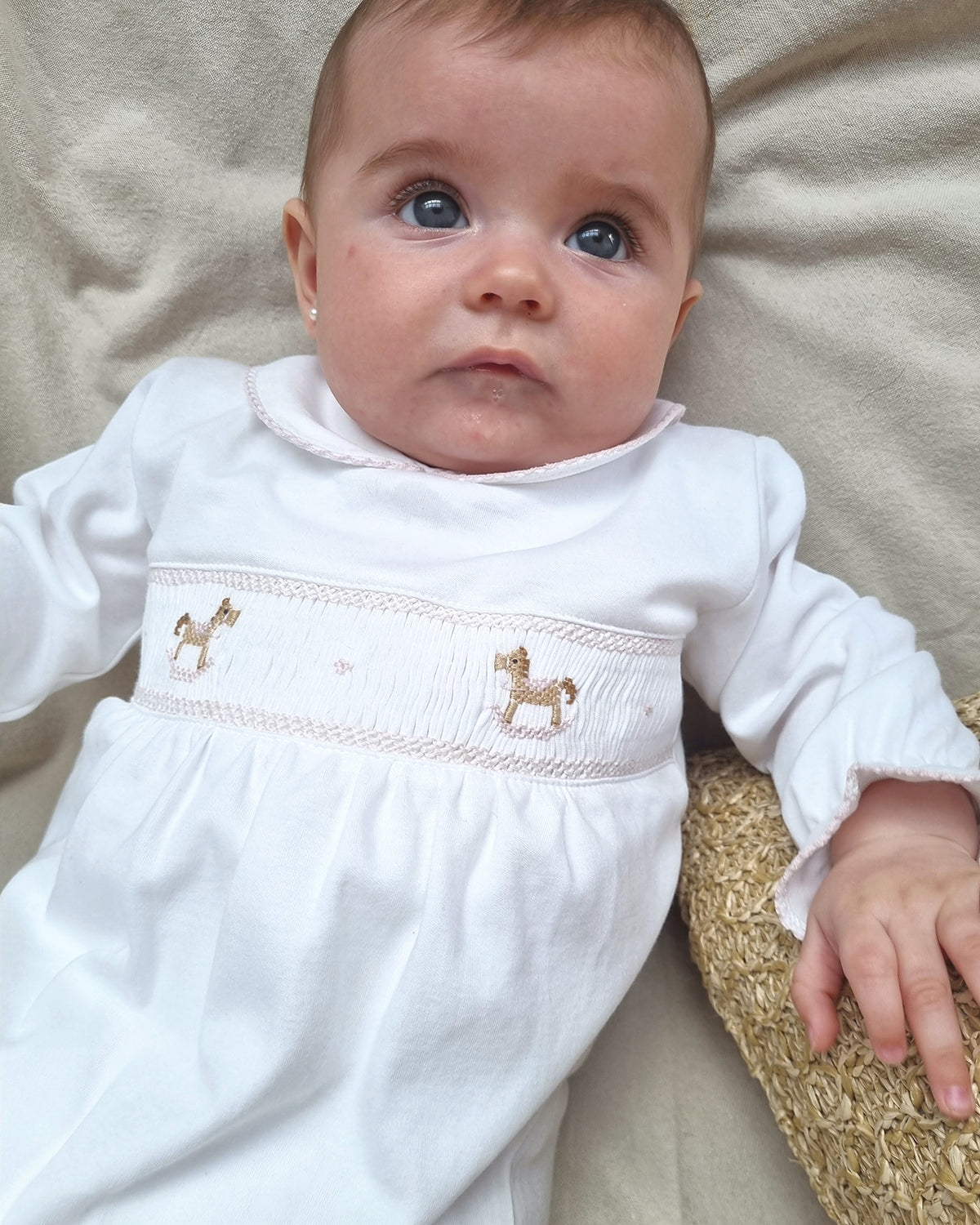 ENTERITO CABALLITO BORDADO ROSA