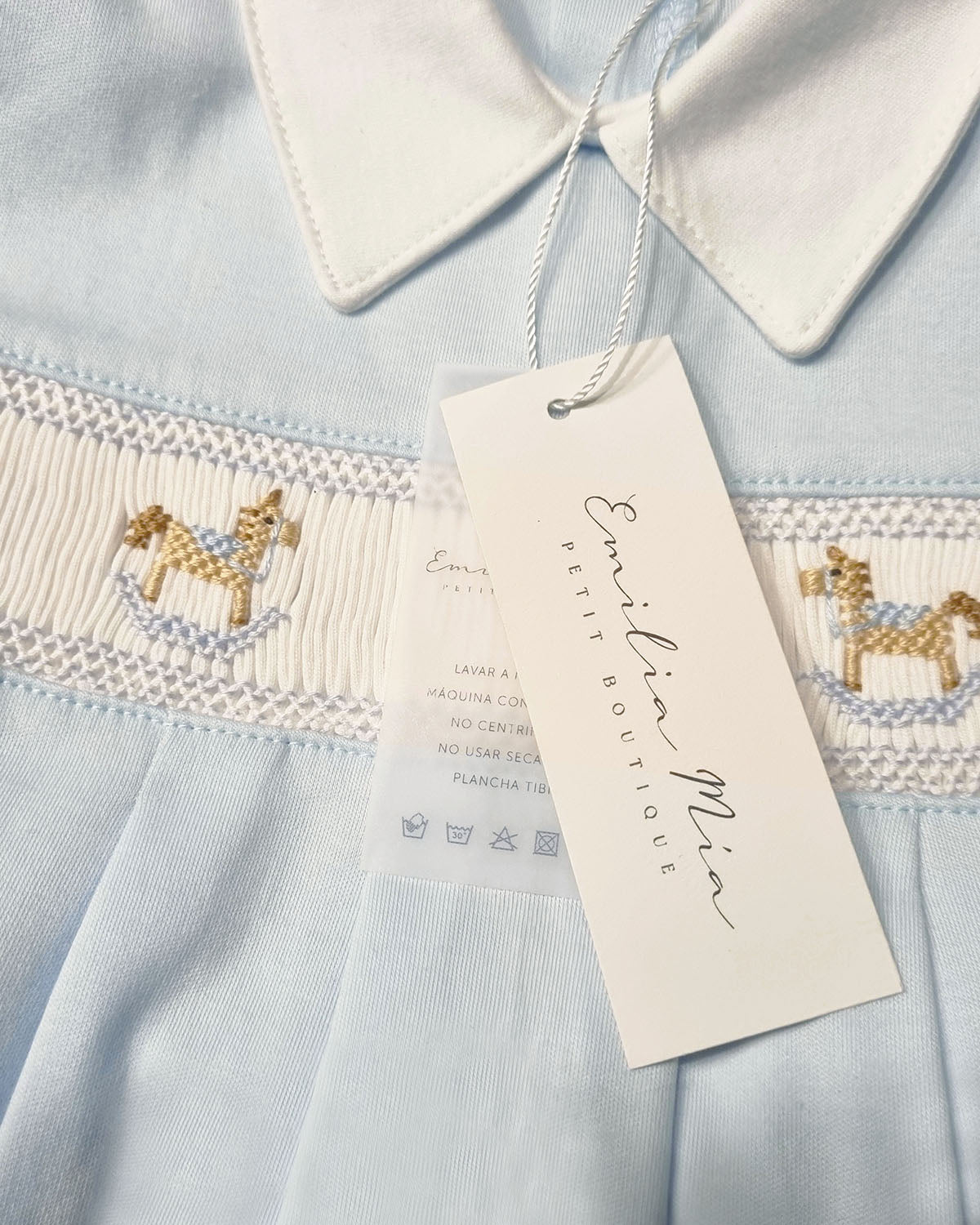 ENTERITO CABALLITO BORDADO CELESTE