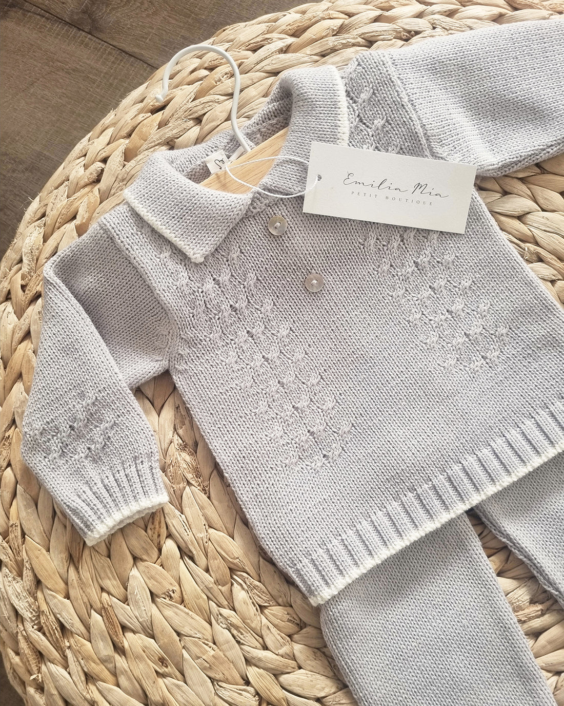 CONJUNTO BOTONES TEJIDO GRIS